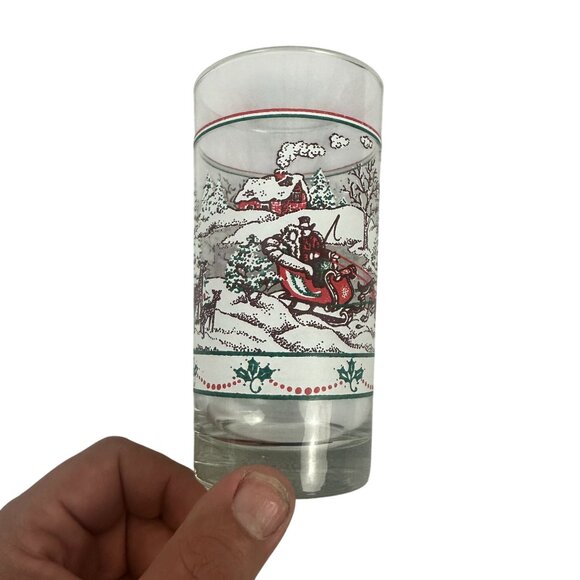 Set Of 6 Vintage Home Interiors Holiday Tumblers 12oz Winter Scene Printed Glass - Picture 7 of 8